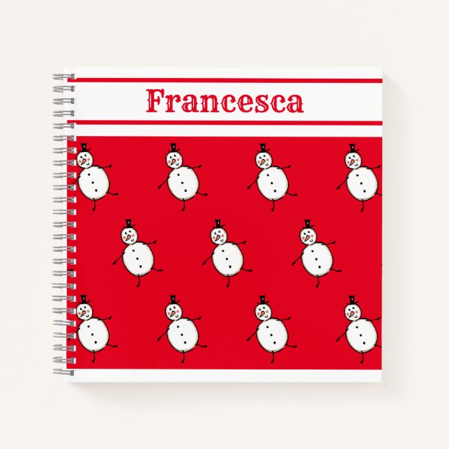 Personalised Cute Christmas Snowman Notebook (Front)