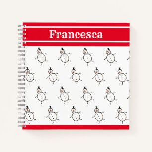 Personalised Cute Christmas Snowman Notebook