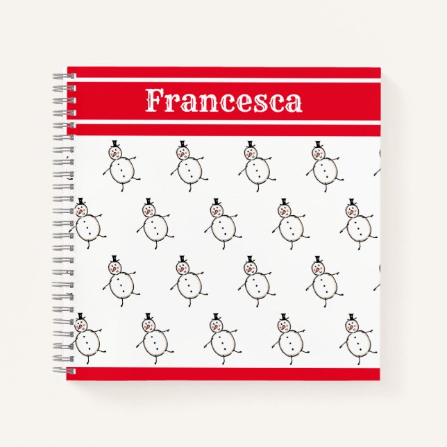 Personalised Cute Christmas Snowman Notebook (Front)