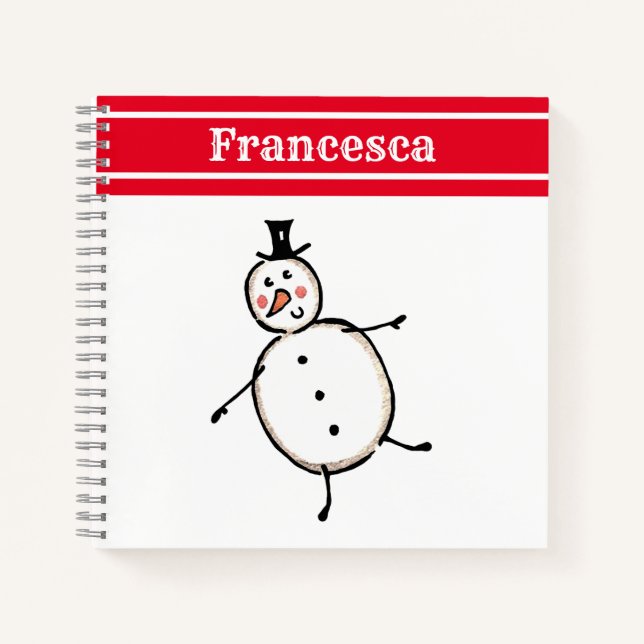 Personalised Cute Christmas Snowman Notebook (Front)