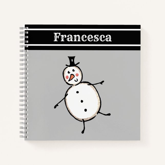 Personalised Cute Christmas Snowman Notebook (Front)