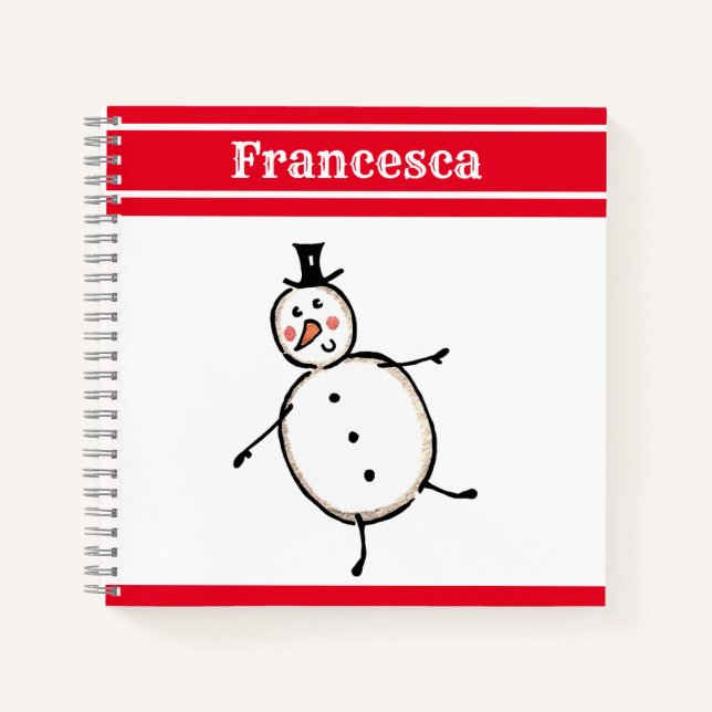 Personalised Cute Christmas Snowman Notebook (Front)