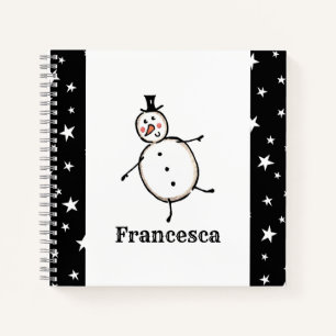 Personalised Cute Christmas Snowman Notebook