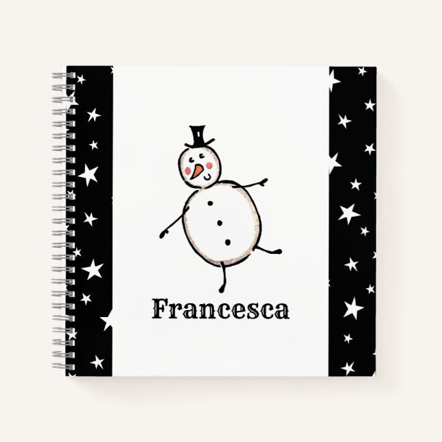 Personalised Cute Christmas Snowman Notebook (Front)