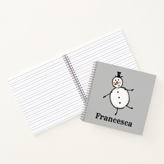Personalised Cute Christmas Snowman Notebook (Inside)