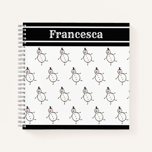 Personalised Cute Christmas Snowman Notebook (Front)