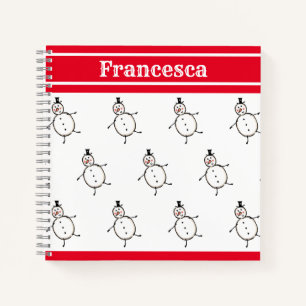 Personalised Cute Christmas Snowman Notebook