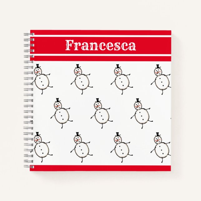 Personalised Cute Christmas Snowman Notebook (Front)