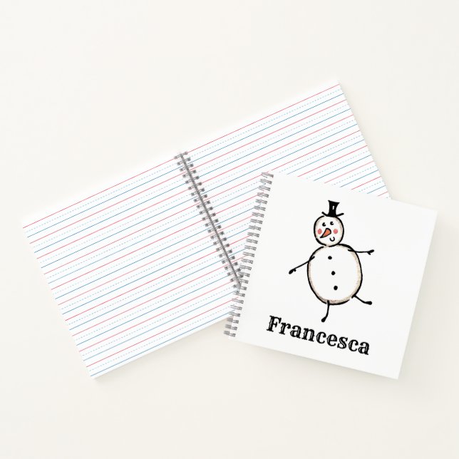 Personalised Cute Christmas Snowman Notebook (Inside)