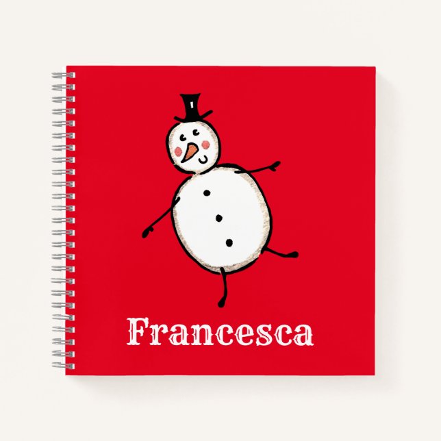 Personalised Cute Christmas Snowman Notebook (Front)