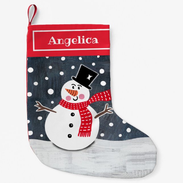 Personalised Cute Christmas Snowman Stocking (Front)