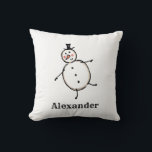 Personalised Cute Christmas Snowman Throw Cushion<br><div class="desc">This personalised Christmas cushion features the snowman from the 'Christmas Crew'. A group of cute little Christmas characters that love to have fun and make mischief at Christmas.</div>