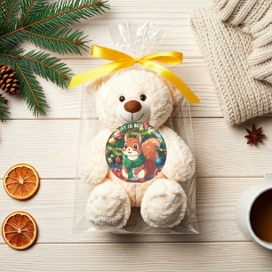 Personalised Cute Christmas Squirrel Classic Round Sticker