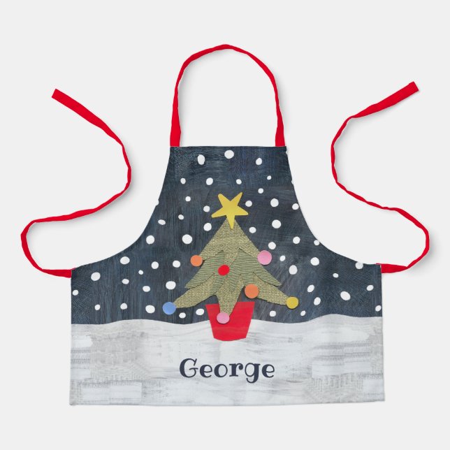 Personalised Cute Christmas Tree Apron (Front)