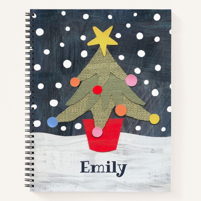 Personalised Cute Christmas Tree Notebook (Front)