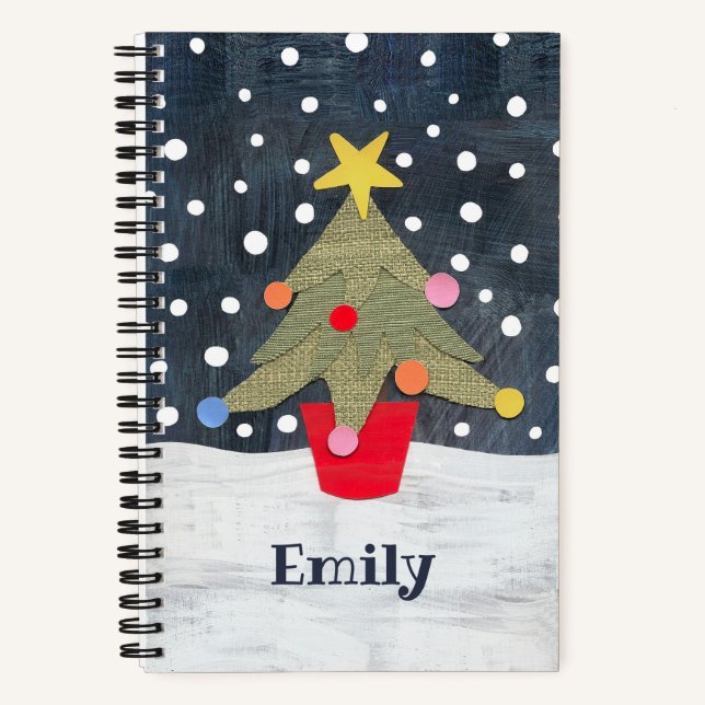 Personalised Cute Christmas Tree Notebook (Front)