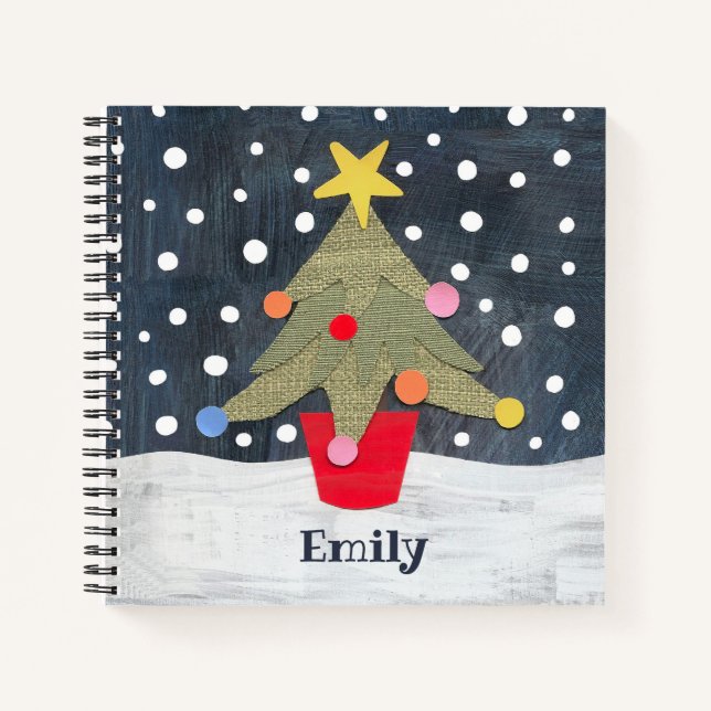 Personalised Cute Christmas Tree Notebook (Front)