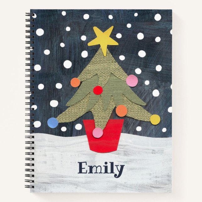 Personalised Cute Christmas Tree Notebook (Front)