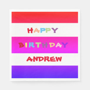 Personalised Cute & Colourful Happy Birthday Paper Napkin