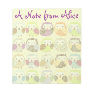 Personalised Cute Colourful Owls Notepad
