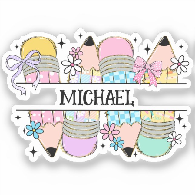 Personalised Cute Colourful Pencil - Back To Schoo (Front)