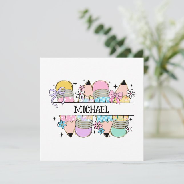 Personalised Cute Colourful Pencil - Back To Schoo (Standing Front)