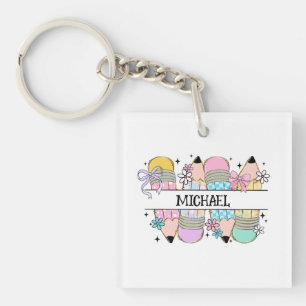 Personalised Cute Colourful Pencil - Back To Schoo Key Ring