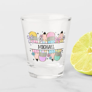 Personalised Cute Colourful Pencil - Back To Schoo Shot Glass
