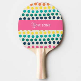Personalised Cute Colourful Polka Dots Ping Pong Paddle
