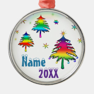 Personalised Cute Colourful Rainbow Trees Ornament