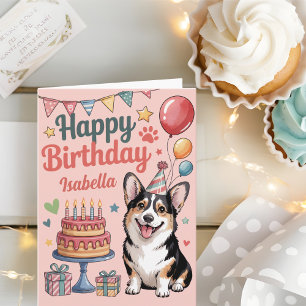 Personalised Cute Corgi Birthday Card