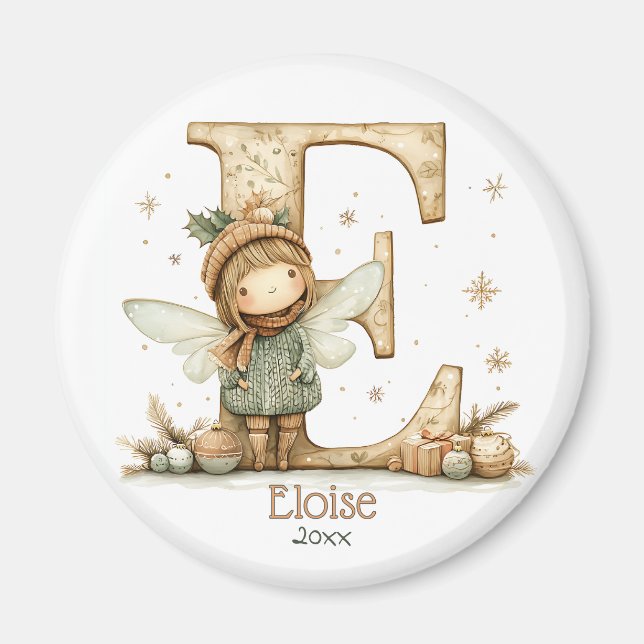 Personalised Cute Cosy Christmas Fairy in Jumper  Magnet (Front)