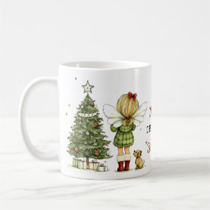 Personalised Cute Cosy Fairy and Puppy Christmas Coffee Mug
