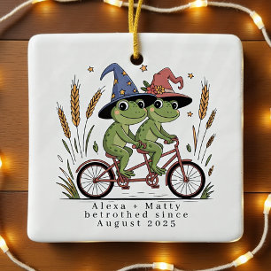 Personalised Cute Couple Betrothed Engaged Ceramic Ornament