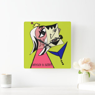 Personalised Cute Couple Cartoon Wall Clock