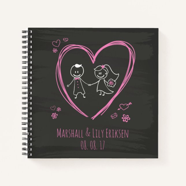 Personalised Cute Couple Wedding | Guestbook Notebook (Front)