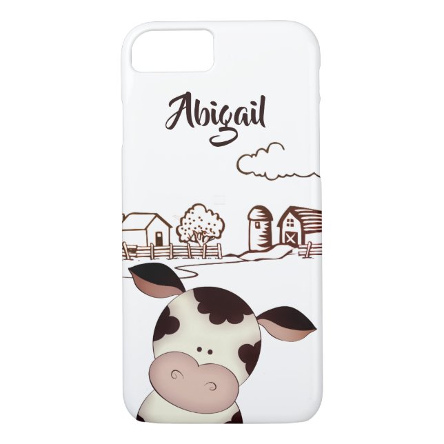 Personalised Cute Cow and Farm Background Case-Mate iPhone Case (Back)