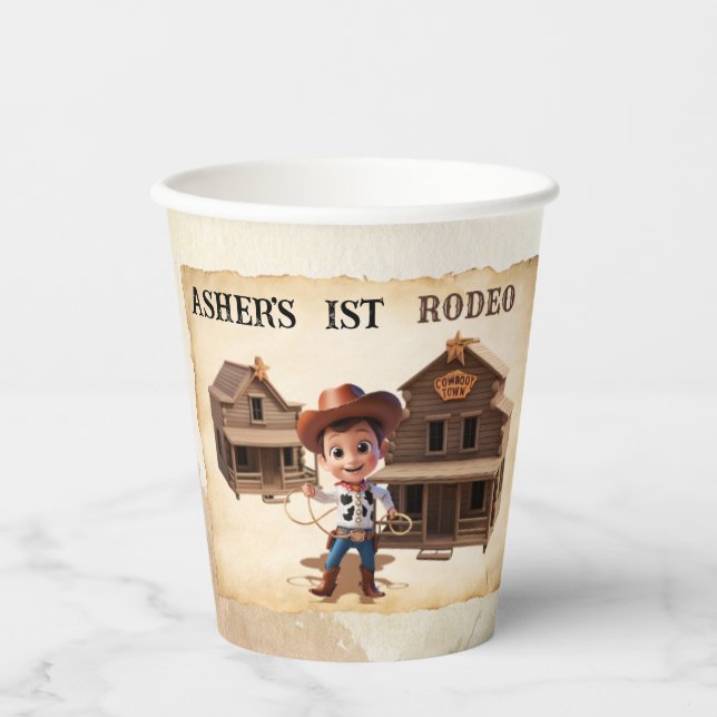 Personalised Cute Cowboy Eco-Friendly Reusable Paper Cups (Front)