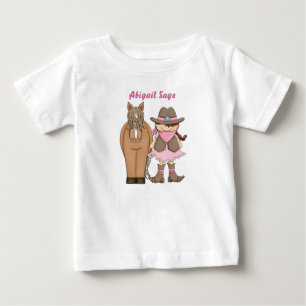 Personalised Cute Cowgirl and Horse Baby T-Shirt