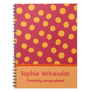 Personalised Cute Cranberry Orange Circles Notebook
