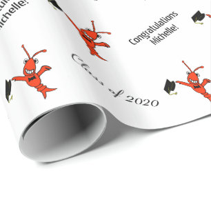 Personalised Cute Crawfish Graduation Wrapping Paper