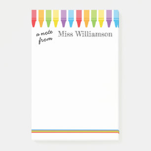 Personalised Cute Crayons Teacher Back to School P Post-it Notes