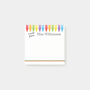 Personalised Cute Crayons Teacher Back to School Post-it Notes