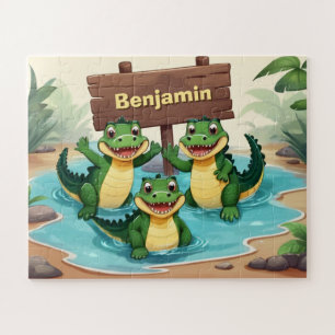 Personalised Cute Crocodiles Kids Jigsaw Puzzle