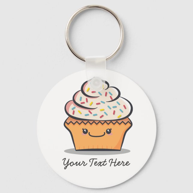 Personalised Cute Cupcake Keychain (Front)