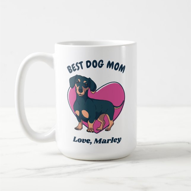 Personalised Cute Dachshund Dog Mum Custom Text Coffee Mug (Left)