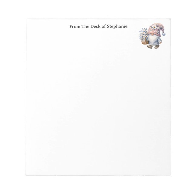 Personalised Cute Daisy Flower Gnome Women's Notepad (Front)
