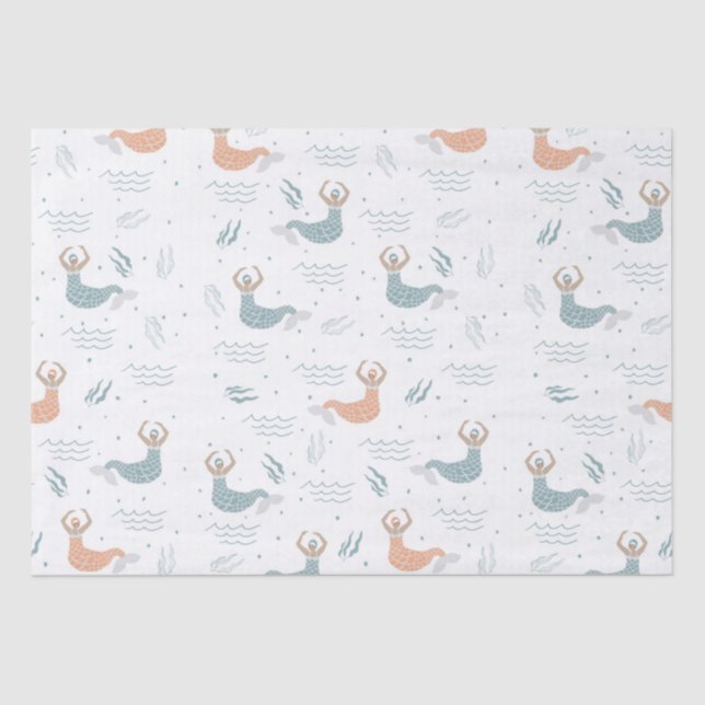 Personalised Cute Dancing Mermaid Illustration Sea Tissue Paper (Front)