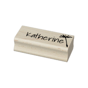 Personalised Cute Dandelion Seed Make a Wish Name Rubber Stamp