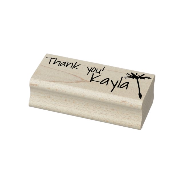 Personalised Cute Dandelion Seed Thank You Name Rubber Stamp (Stamp)